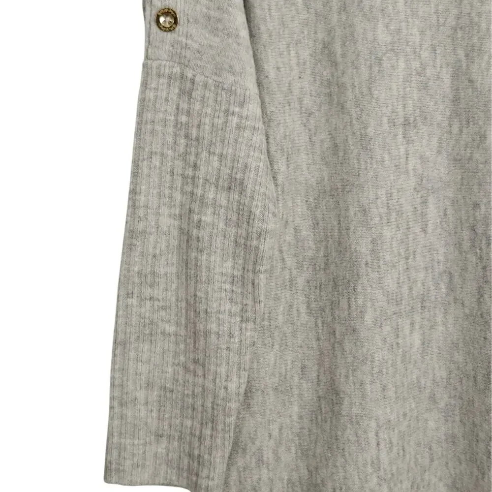 Lilly Pulitzer Arna Pullover Sweater Medium Heathered Seaside Grey Gold Buttons